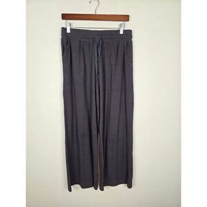 mer sea Women's Grey Ribbed Wide Leg Lounge‎ Pants Size M Drawstring Comfort